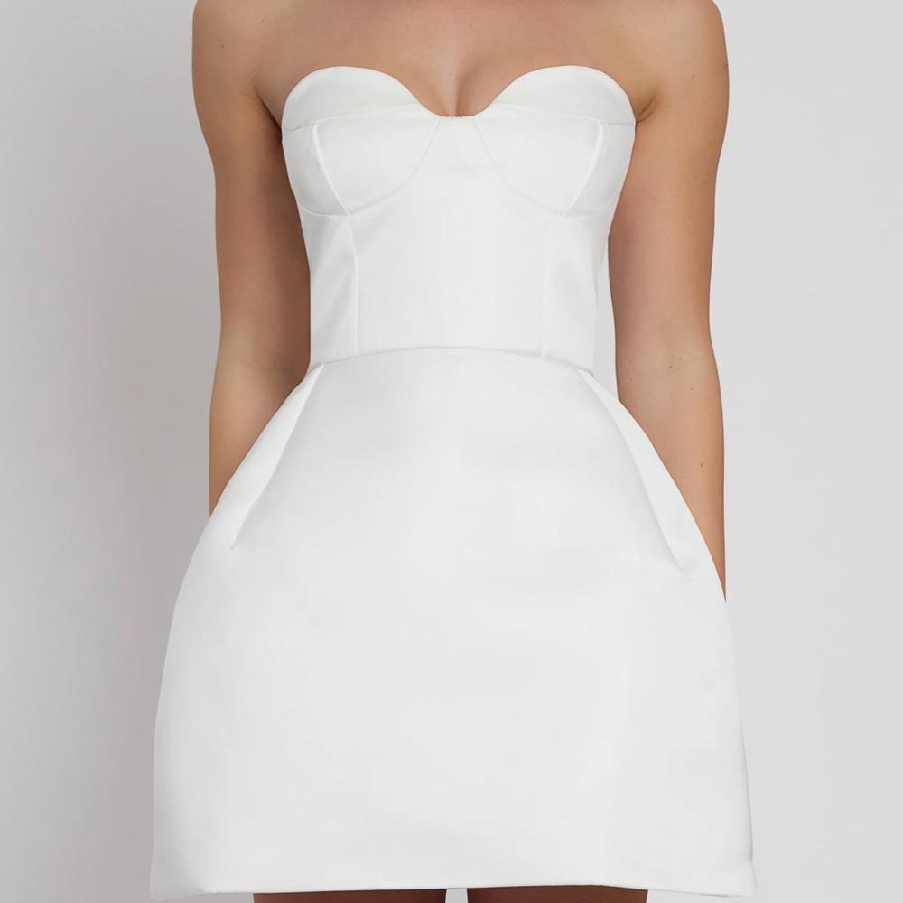 LEAU white bustier mini dress